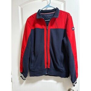 Tommy Hilfiger jacket fleece lined red blue color block  medium